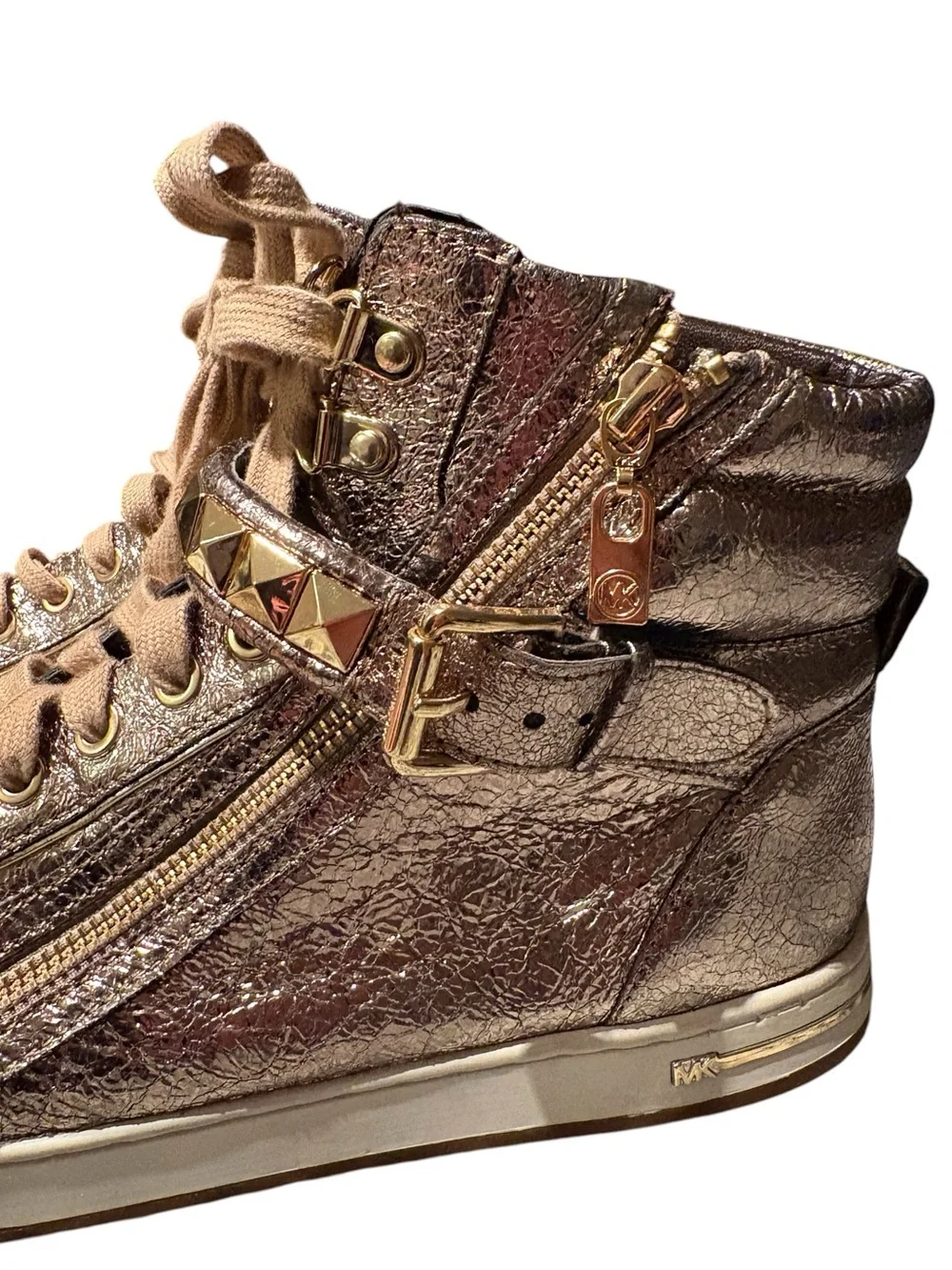 Michael Kors Glam Studded High Tops Shiny bronze Women’s Size 9